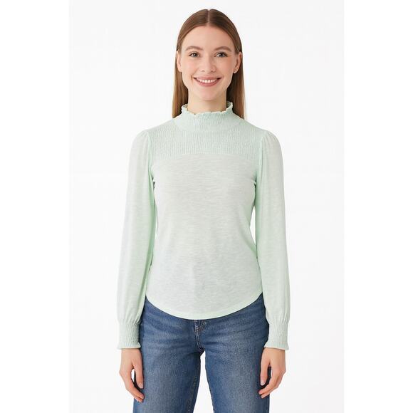 We the Free Caroline Smocked Turtleneck Long Sleeve Size XS, Blue, NWOT - Picture 1 of 7